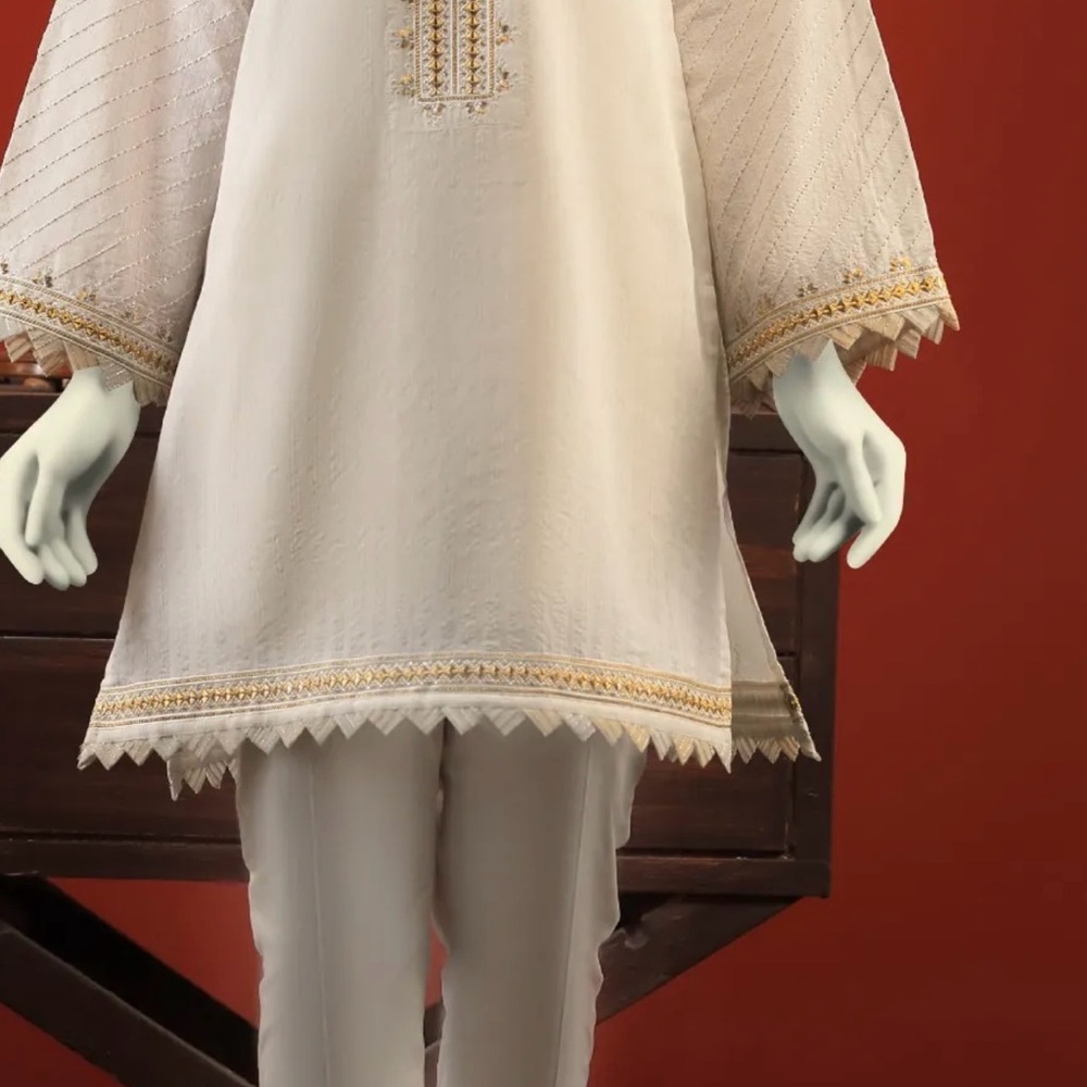 Brand new Elegant White Embroidered Kurta